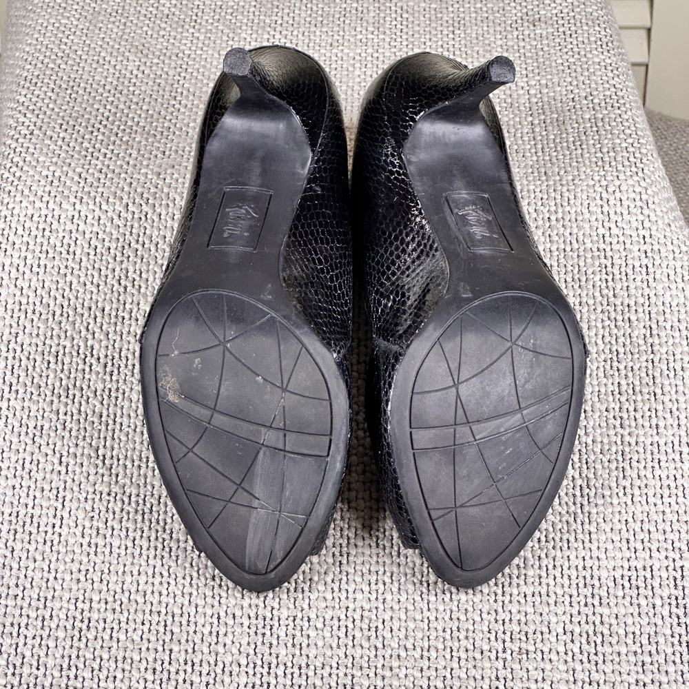 Chic FIONI Black Snakeskin Peep Toe Pumps Y2K‎ Platform Heels 9.5M - Picture 8 of 8